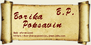 Borika Popsavin vizit kartica